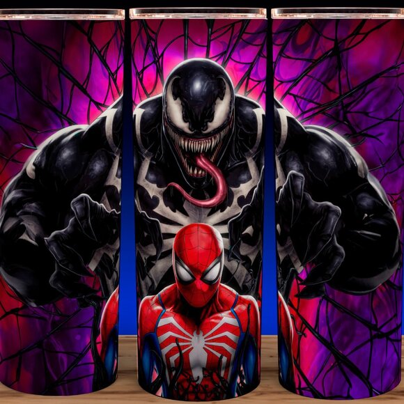 Spiderman and Venom Comic Book Superheroes Style Cup Mug Tumbler - Picture 1 of 3